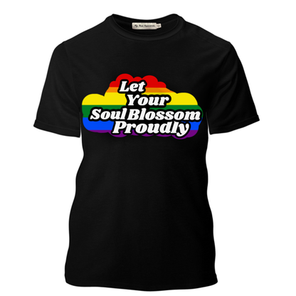 “Let Your Soul Blossom Proudly” Rainbow cloud oversized t-shirt