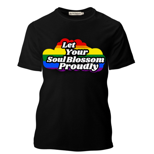 “Let Your Soul Blossom Proudly” Rainbow cloud oversized t-shirt