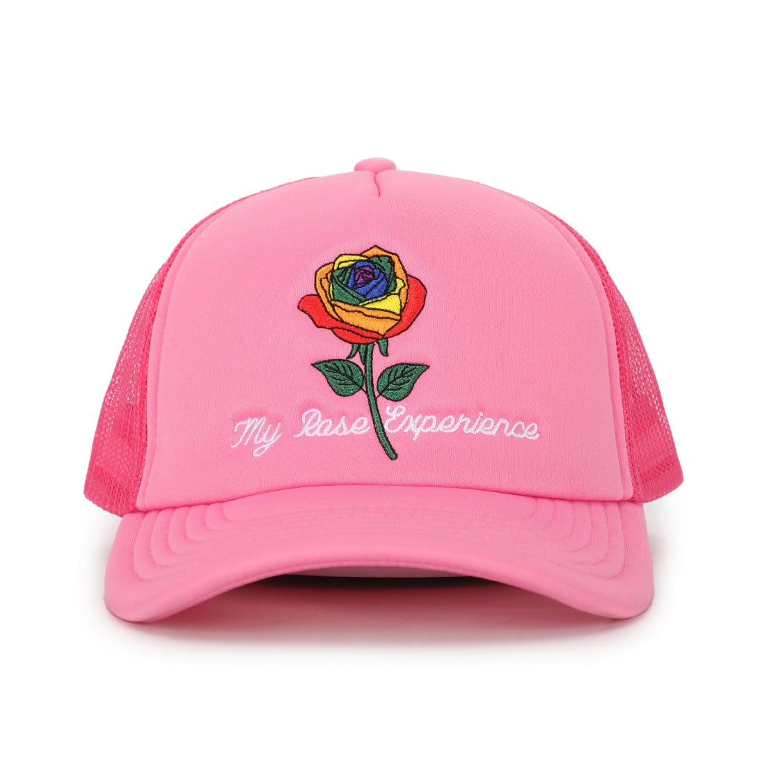 “My Rose Experience” Rainbow Rose foam pink Trucker hat
