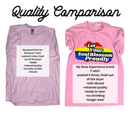 “Let Your Soul Blossom Proudly” Rainbow cloud oversized t-shirt
